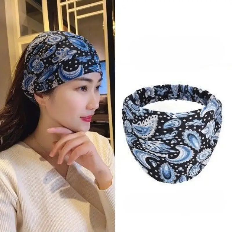 Faixa de cabeça larga de pano para cobrir cabelo branco internet celebridade cabelo arrumação rosto lavagem bandana lenço cocar