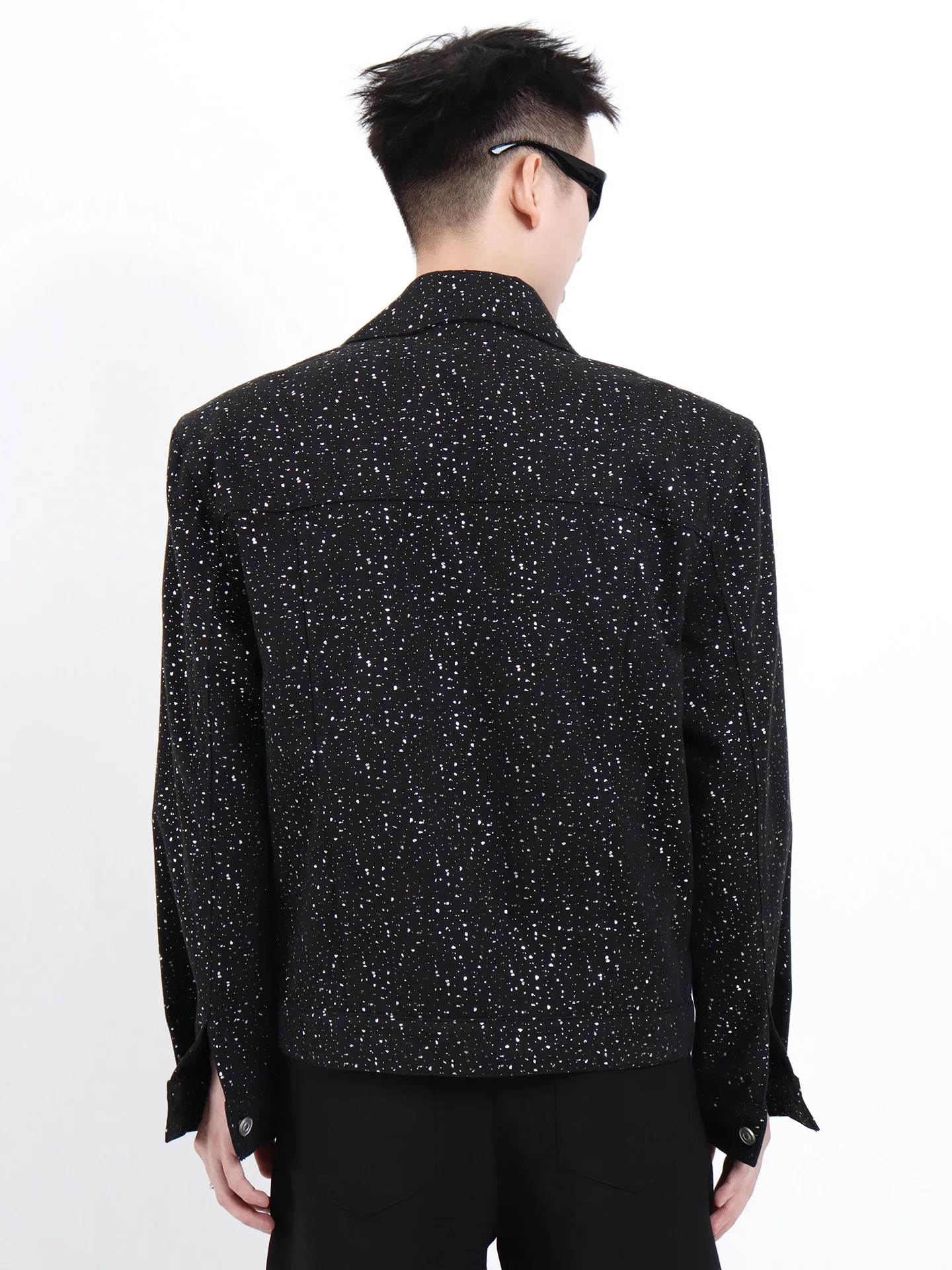 Men's 2025 Autumn New Starry Sky Hot Diamond Short Style Denim Jackets Men's High-end Fashion Versatile Tops Loose Lapel Jackets