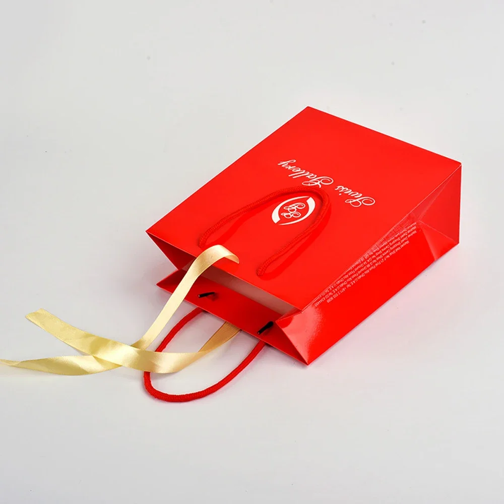 Custom-tailor Red Paper Gift Bags Small Medium large size packaging bag with logo printing iDreampackaging made