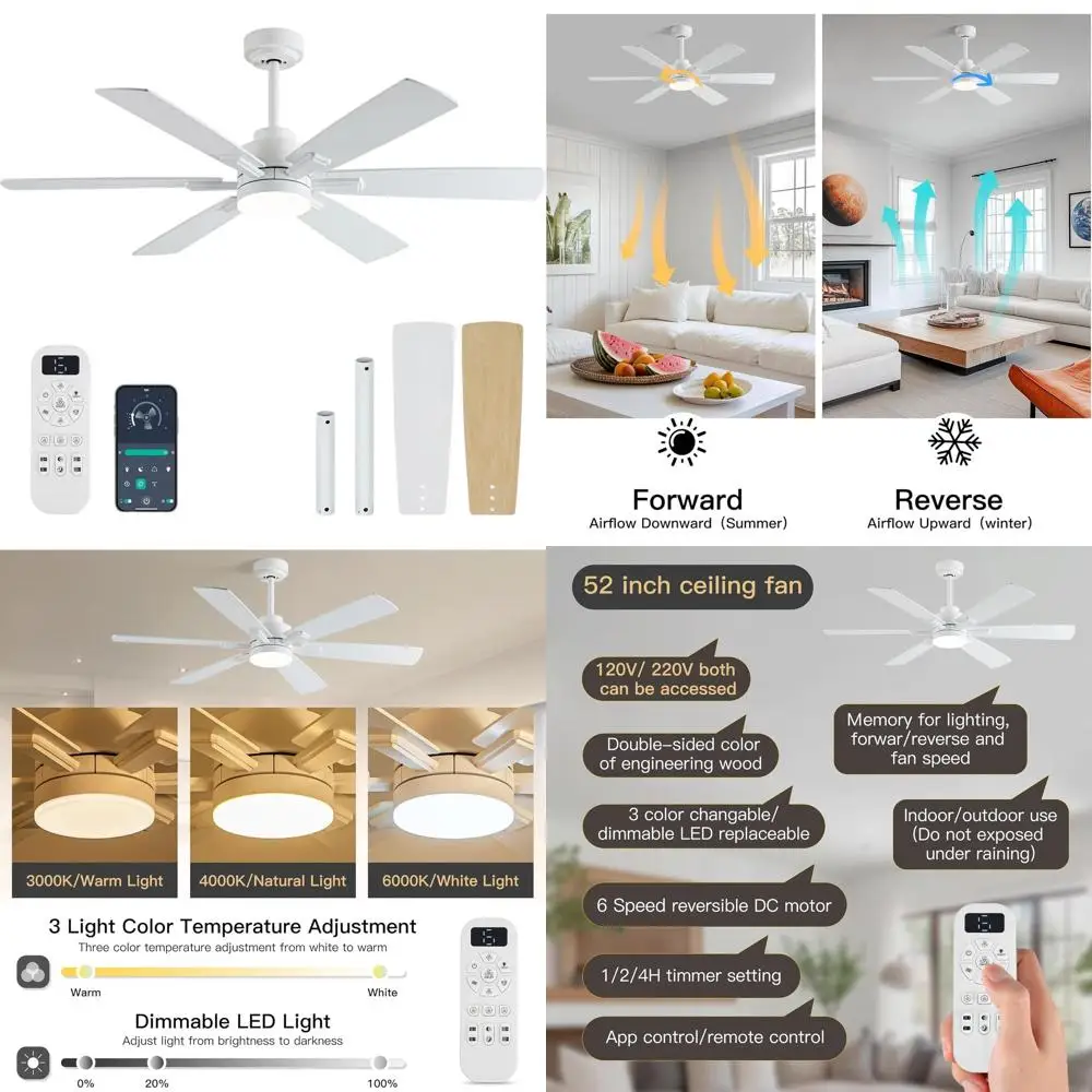 52 Inch White Ceili…