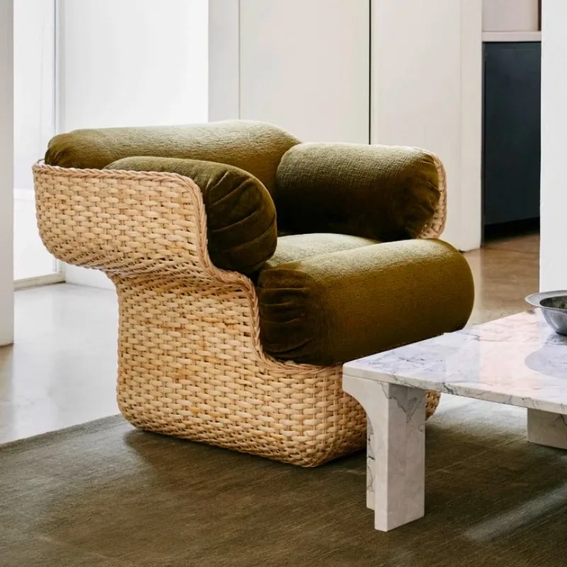 Single sofa, three-person sofa, rattan Nordic style