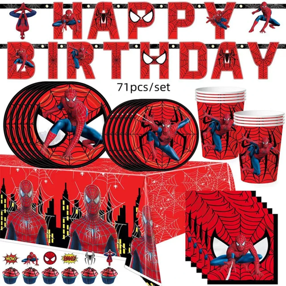 

Spider Man Theme Disposable Cup Plate Napkin Balloon Boy Girl Children Birthday Baby Shower Decor Supplies