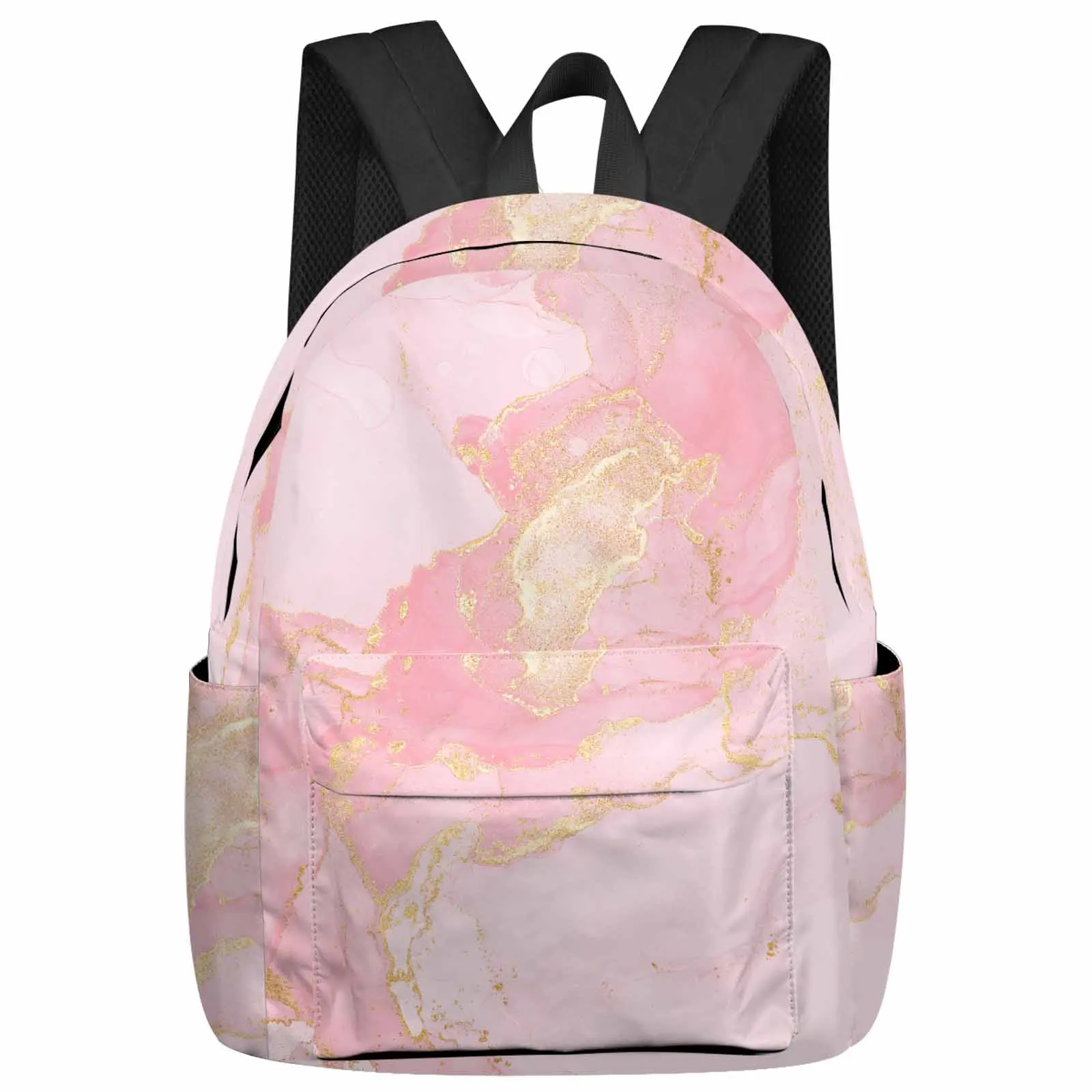 

Marble Texture Pink Backpack School Bags for Teenagers Students Laptop Bag Women's Casual Travel Backpack