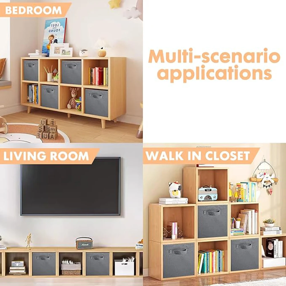 صناديق تخزين من القماش، 5 عبوات من مكعبات تخزين متينة ملونة ممتعة مع مقابض، سلال مكعبة قابلة للطي، منظمة متعددة الألوان #3