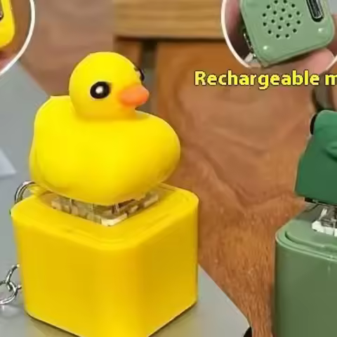 Funny Croaking Frog Duck Keychain Rechargeable Keyboard Fidget Clicker Sound Keyring With LED Light For Stress Relief