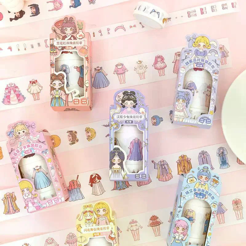 Cartoon Dress Up Stickers Beautiful Girl Outfit Sticker Fun DIY Princess Makeup Scene Outfit Change Tape Small Gift