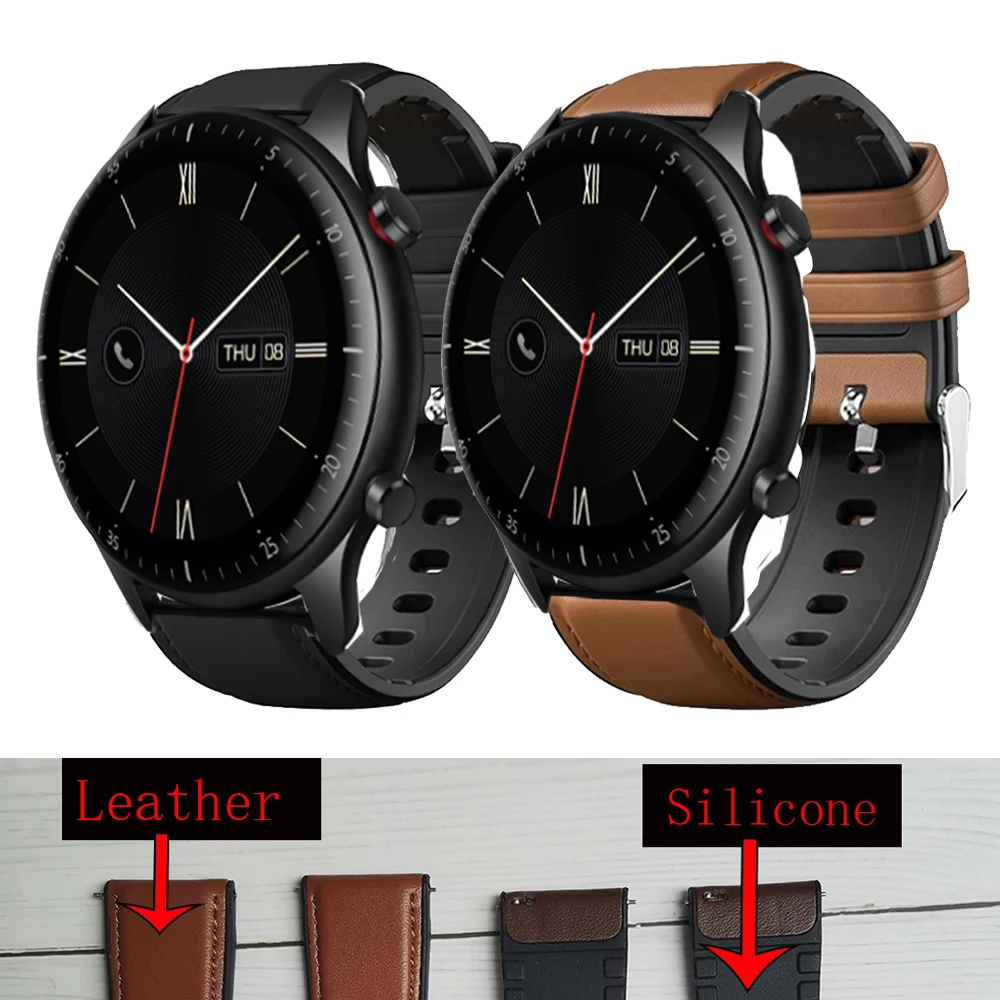 22mm Sport Bracelet For Huami Amazfit GTR 2 2E/GTR 47mm Smart Watch Band Leather Strap For Amazfit Pace/Stratos 2 2S 3 Men Strap