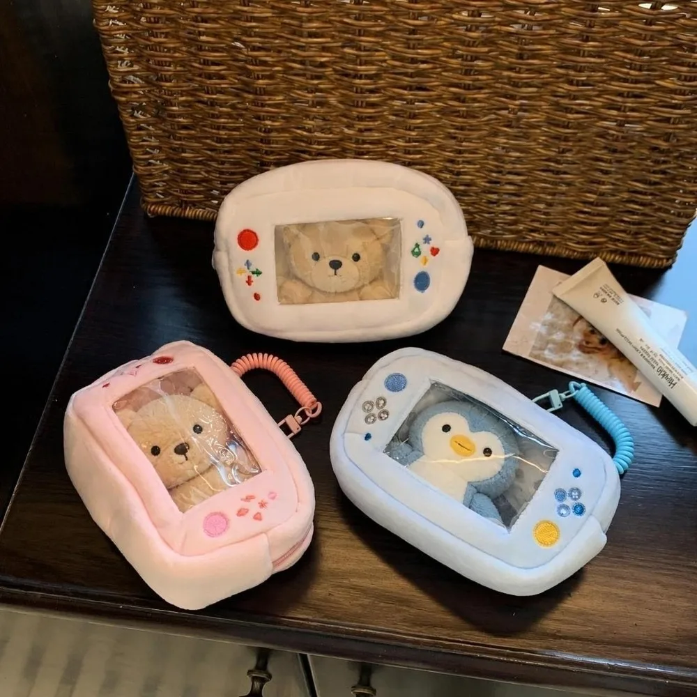 Durable Ita Bag Game Console Shaped Transparent Window Doll Display Pouch Figure Toy Storage Purse Gift