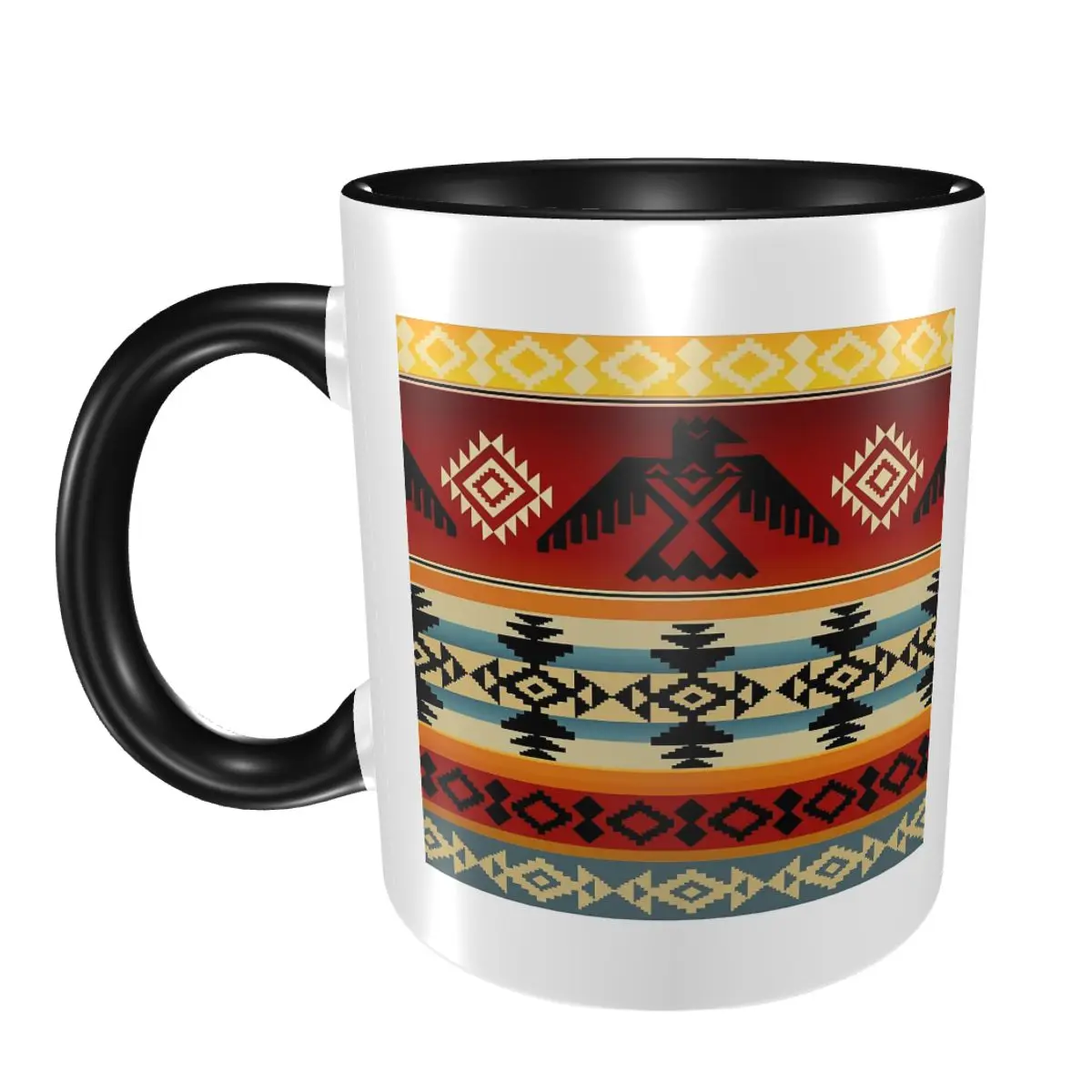 

Кружка с индейским узором Thunderbird, забавные керамические кофейные чашки, чайные кружки, чашка для молока, посуда для напитков, подарок для друзей