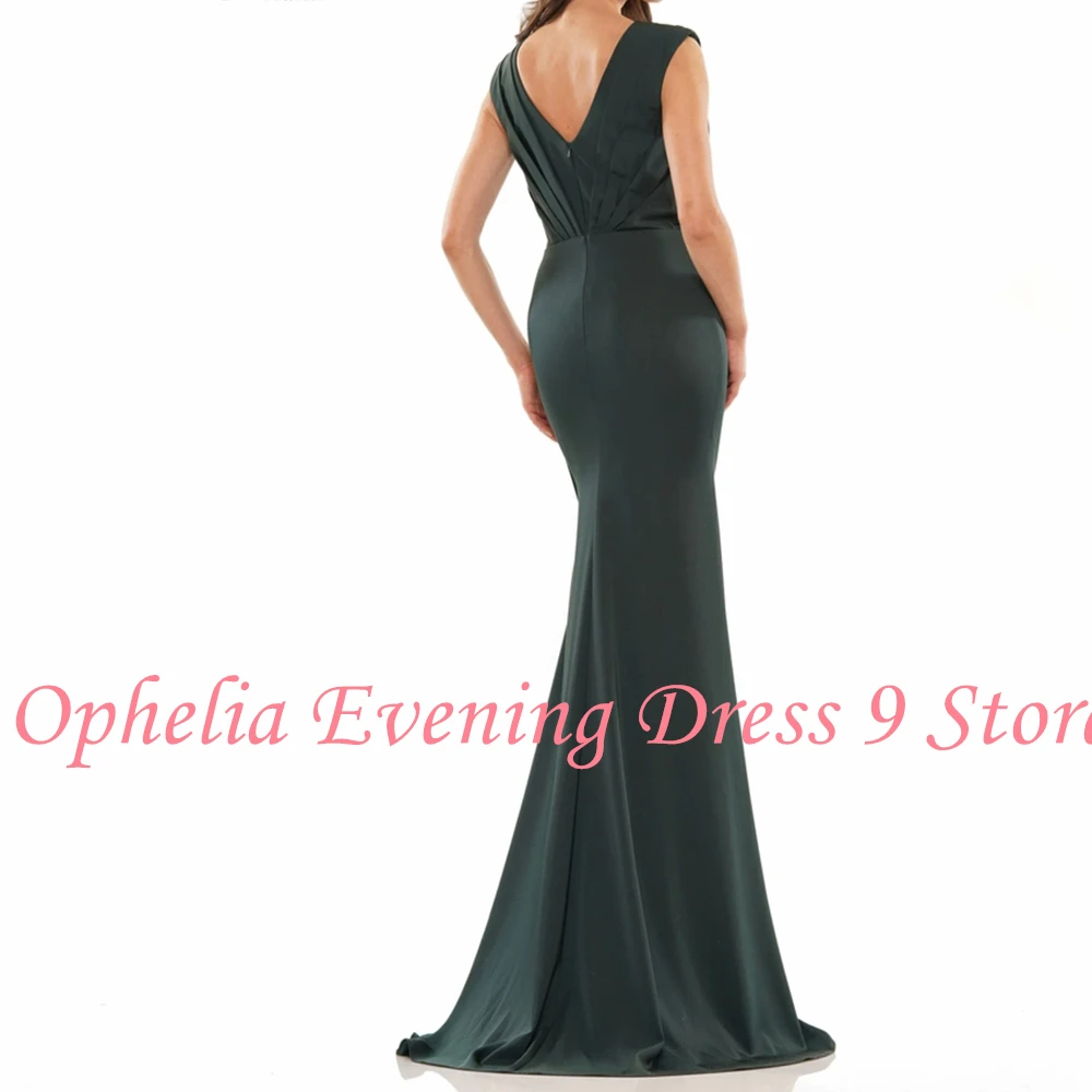 Customized Temperament V-Neck Jersey Crystal Sleeveless Evening Dress Modern Floor Length Celebrity Gowns Vestido De Noche