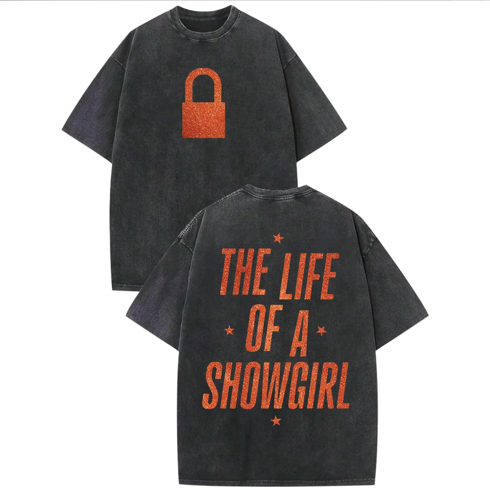 

The Life Of A Showgirl New Album Acid Washed Shirt Oversize T.S Music Washed T Shirt Harajuku O Neck Shirt