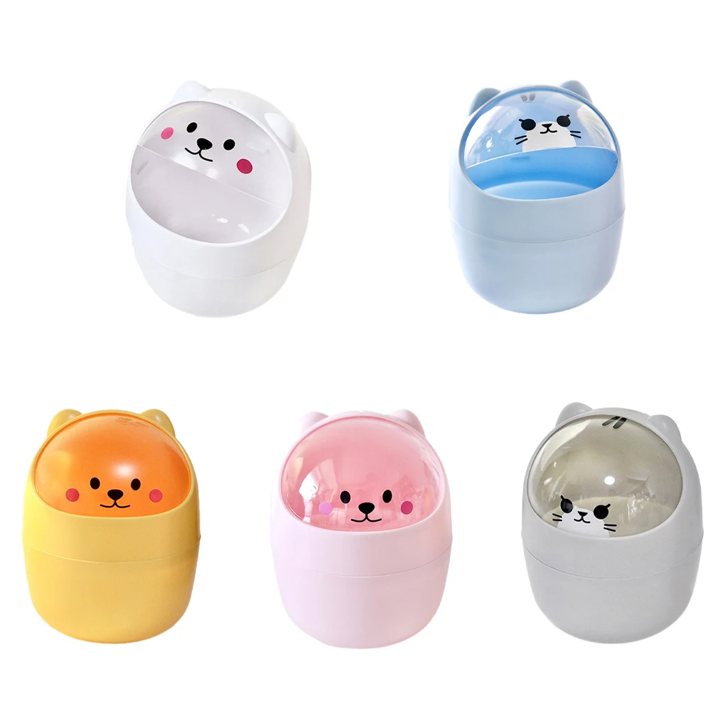 Trash Can Desk Bin  Rubbish Storage Bin  Cute Wastebasket with Mini Garbage Organizer  for Kitchen Car Dust Bin