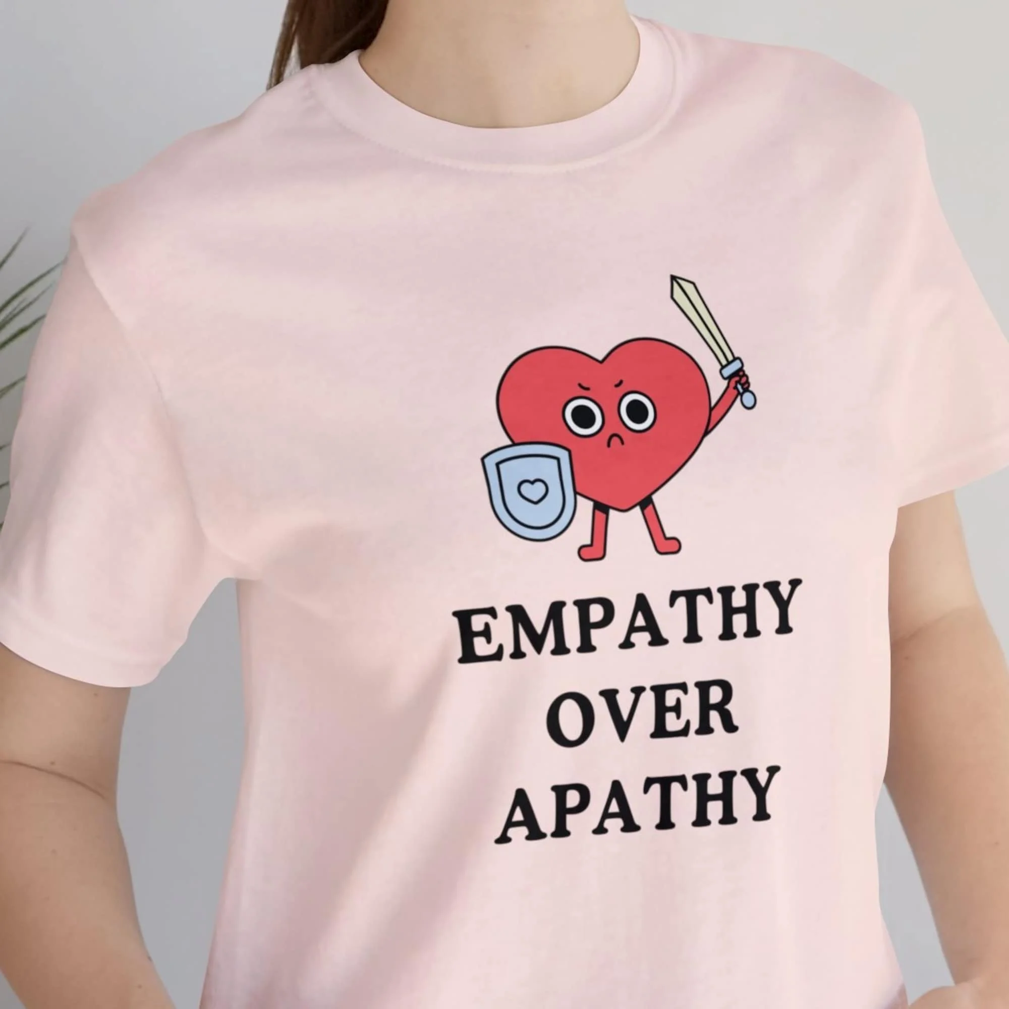 Empathy Over Apathy Caring Heart Therapy Counselor Teacher Compassion Recovery T Shirt Unisex