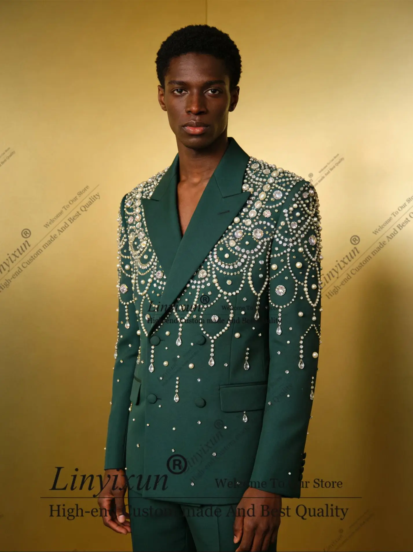 

Элегантные мужские костюмы с камнями и стразами, комплекты из 2 предметов, свадебный смокинг для жениха, приталенный крой, мужские пиджаки для выпускного вечера, индивидуальный пошив, мужской наряд