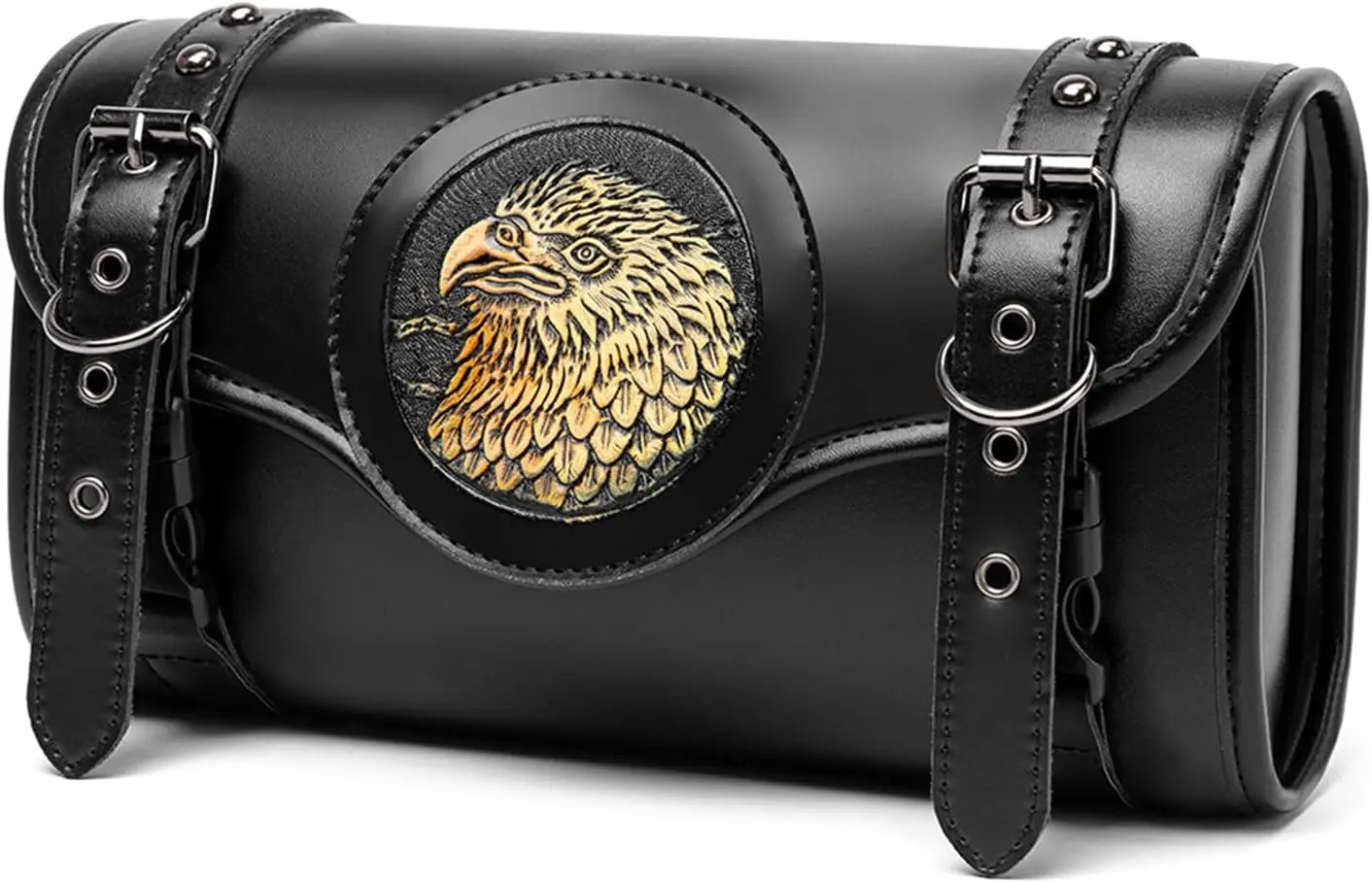 Punk Themed Motorcycle Front Organizers PU Leather Weatherproof Construction Adjustable Mounting System Motorcycle Fork Tool Bag