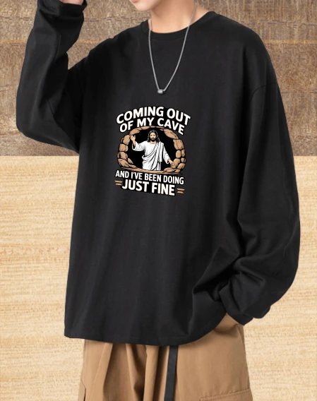

T shirt for men autumn essentials Tops Long sleeves Graphic tee Coming Out Of My Cave And I've Been Doing Just Fine Daily Luxury