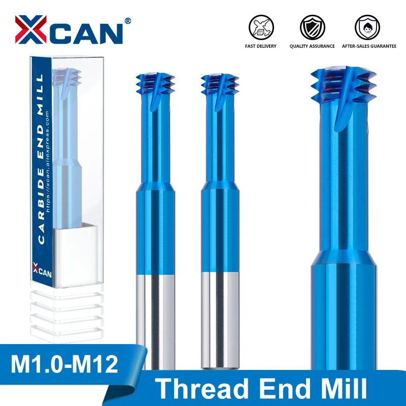 

XCAN End Mills 3 Flute Metric Thread End Mill 60 Degrees M1.0-M12 CNC Threading Tools Carbide Milling Cutter for Metal