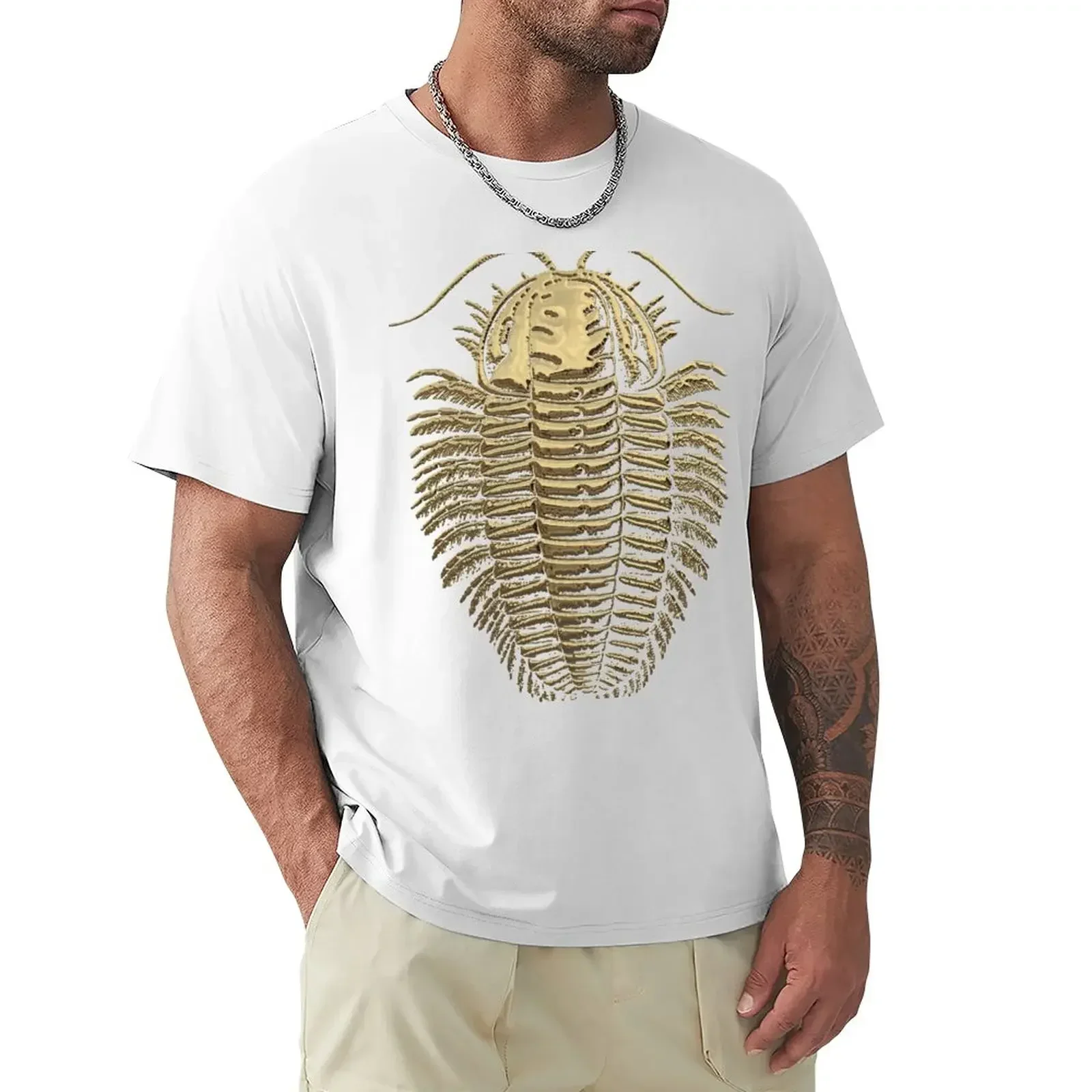 summer clothes sublime mens t shirt graphic Record  Golden Trilobite on Black #1 T-Shirt Round Collar harajuku Crewneck