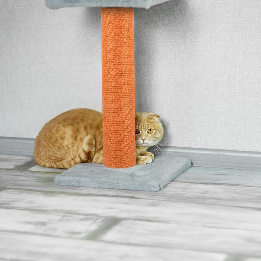 2Pcs Cute Cat Scratching Post Replacement Sturdy Paper Plastic Base with Natural Jute Rope for Scratching Climbing Decorative