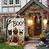 Heyfibro Halloween Boo Black Cats Garden Flag 12 x 18 Inch Vertical Double Sided Burlap,Skeleton Witch Mummy Pumpkin Crow Ba llz
