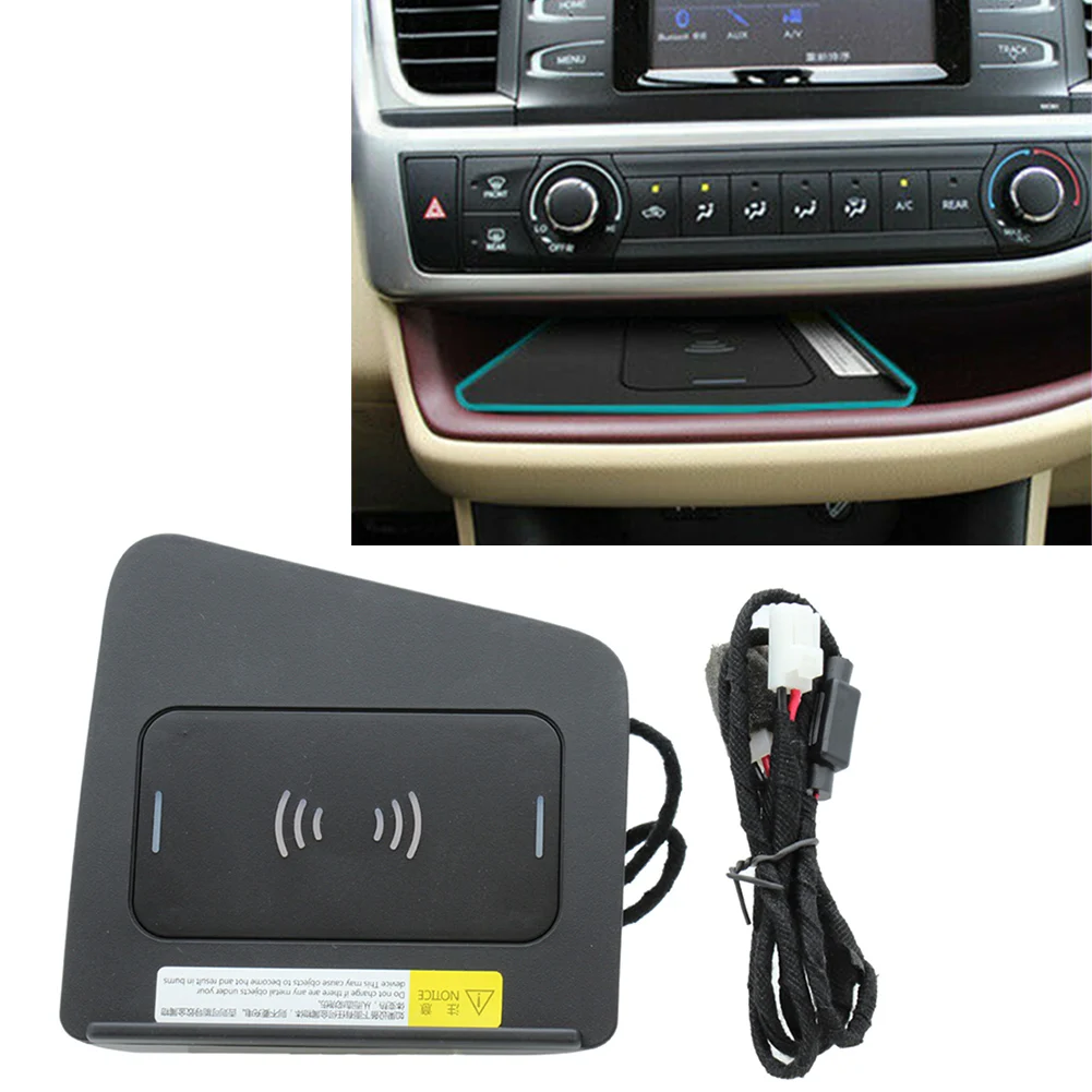 Car Front Centre Console Wireless Charger Phone Fast Charging Pad For Toyota Highlander 2014 2015 2016 2017 2018 2019 LHD