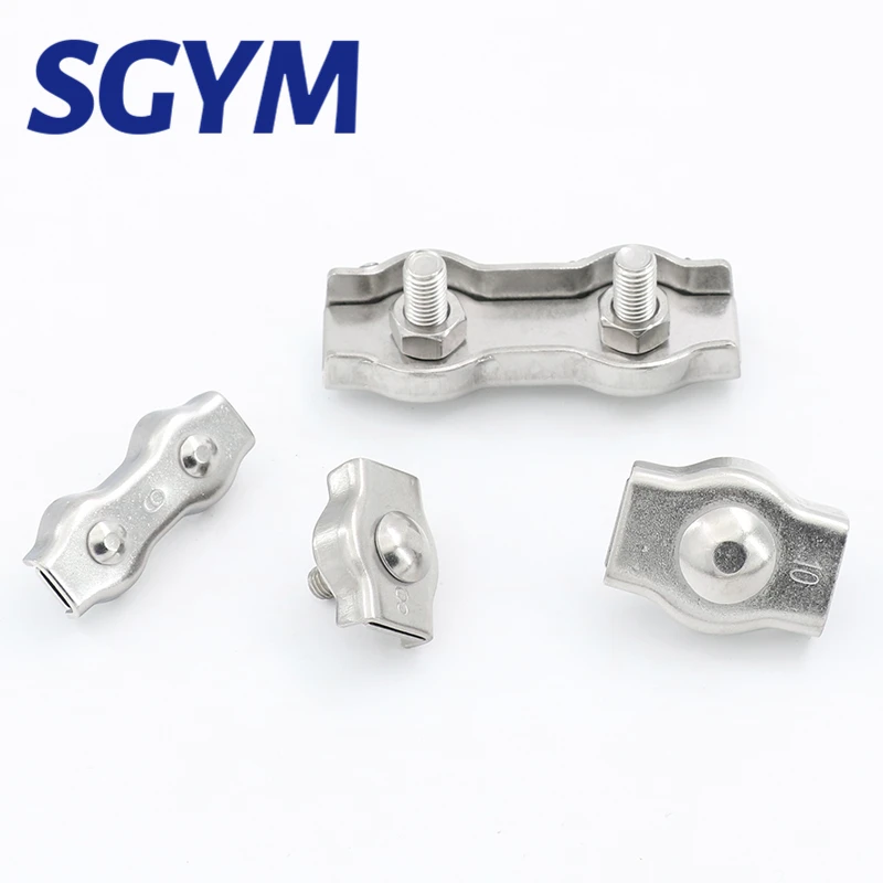 10/20pcs Simplex Post Bolt Clip 2/3/4/5/6/8/10mm 304 Stainless Steel Wire Rope double Grip  Cable Clamps Caliper