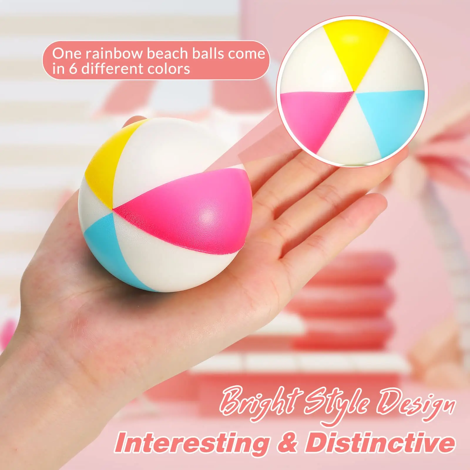 Mini Beach Stress Balls Foam PU Relief Stress Ball Mini Rainbow Beach Balls Toys for Kids Birthday Beach Hawaiian Party Favors view 5