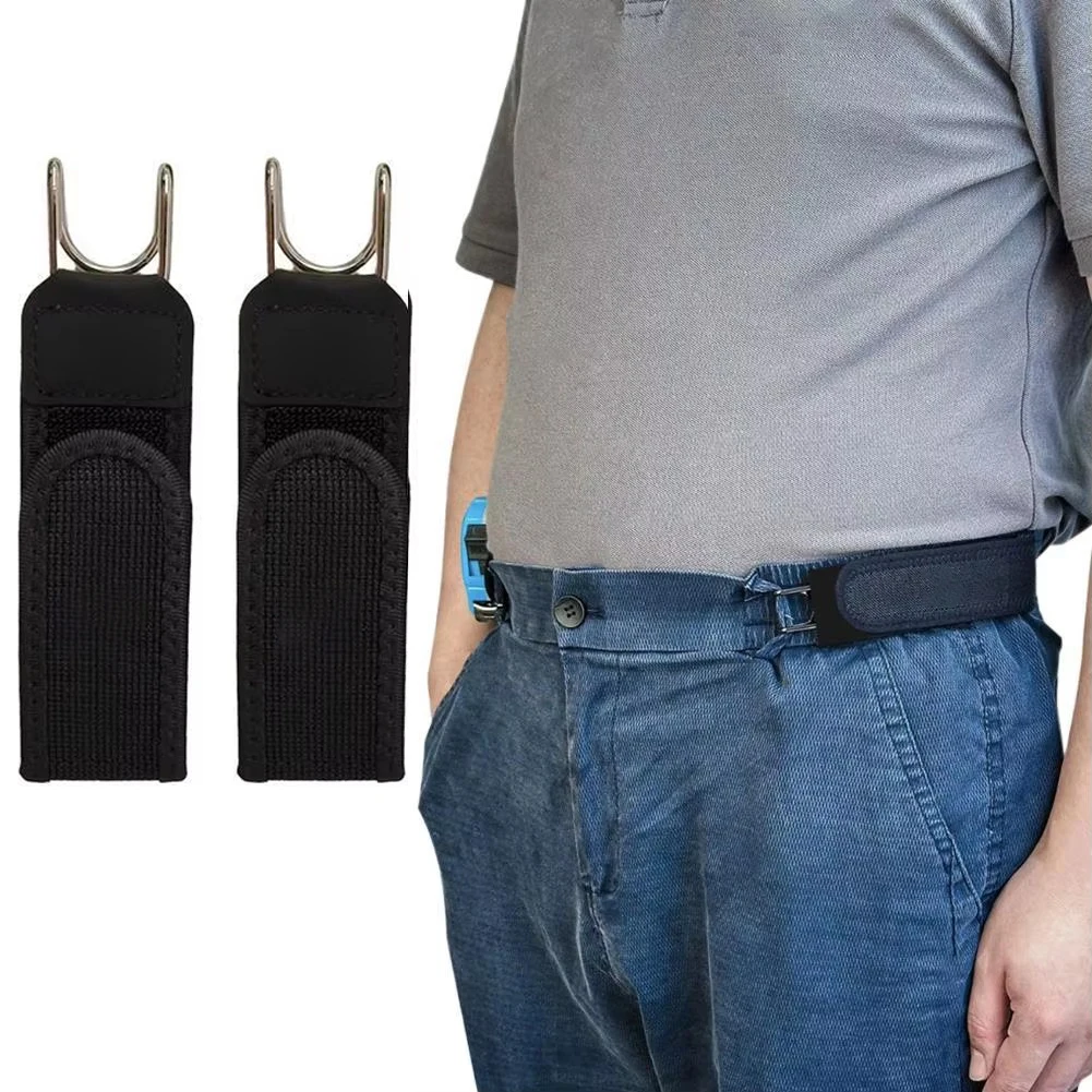 Cinturón elástico unisex con hebilla portátil, cinturón elástico ajustable sin hebilla con gancho de metal para uso diario al aire libre, para hombres y mujeres