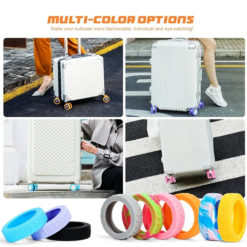 New Luggage Wheel Covers Silicone Travel Luggage Caster Shoes Suitcase Wheel Protector Noise Resistant Caster Replacement Covers