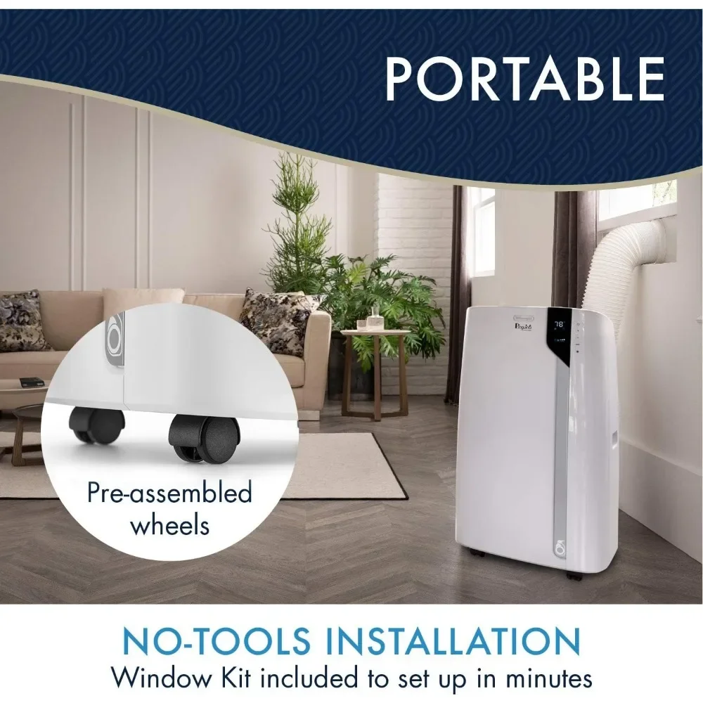 Ar Condicionado Portátil em Branco, Refrigeração, Controle Remoto, Desumidificador, Design Portátil, 6800 BTU