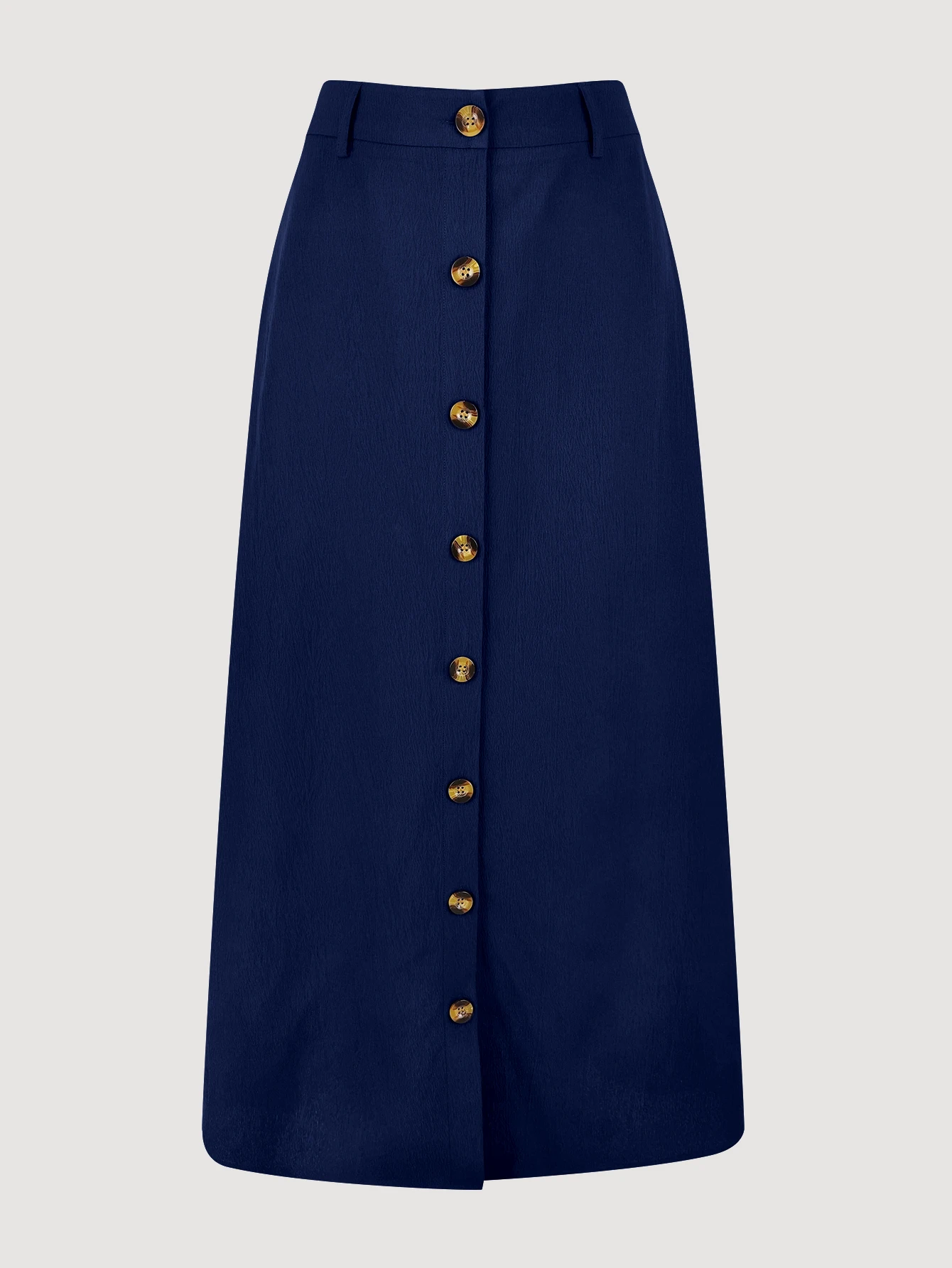 Women Navy Blue Maxi Skirt High Waist Button Down Long Beach Holiday Vacation Elegant Boho Casual Bottoms
