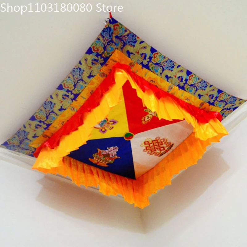 

100cm Tibetan Hang Eight Auspicious Suspended Ceiling Curtain Canopy Buddha's top cover Hotel Temple decor