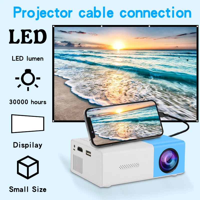 4K ultra high definition projector for home bedroom wall projection, home cinema with mobile phone screen projection, TV office