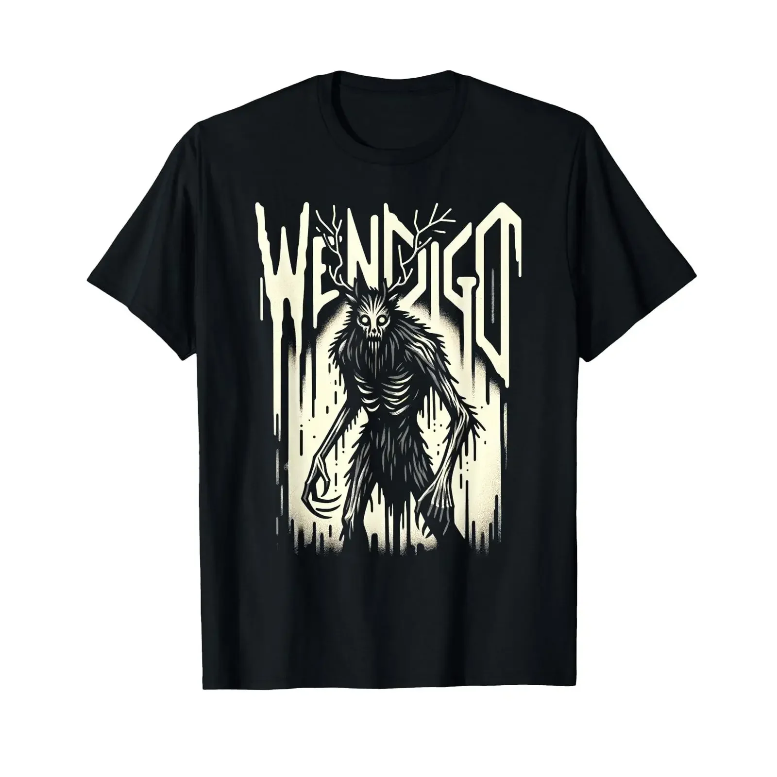 Evil Horror Monster Cryptozoology Cryptid Wendigo T Shirt vintage Washed Unisex Soft Casual Comfortable streetwear Versatile