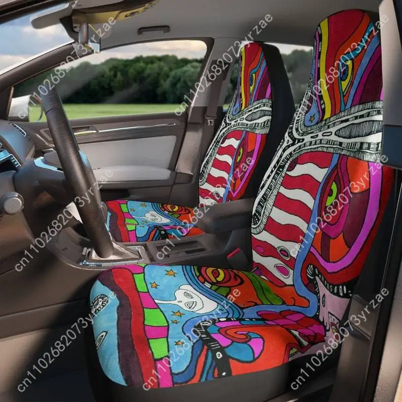 

Rainbow Car Seat Covers Universal Environmentally Friendly Interior Decorations Comfortable Breathable Car Seat Covers