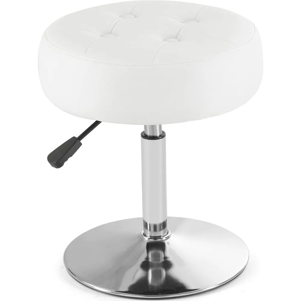 

Белый туалетный столик для макияжа, регулируемая высота, поворотный круглый османский стул из искусственной кожи