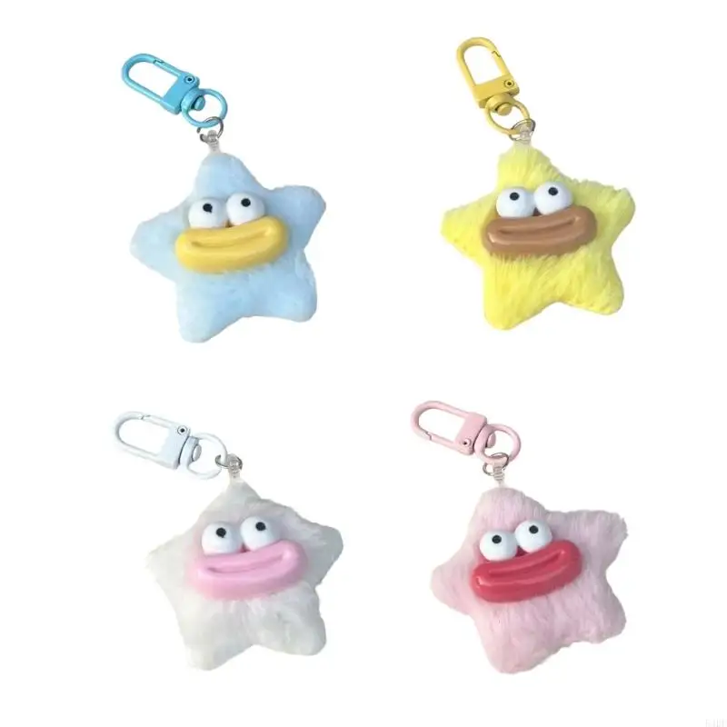 

54DF Soft Plush Star Keychain Featuring Sausage Lips Design Great For Women And Teens Art Charm
