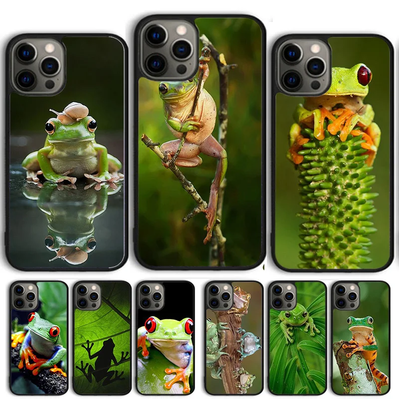 Frog Cute Animals Phone Case Cover For iPhone 15 16 14 13 12 Pro Max mini 11 Pro Max XS X XR Plus Coque Shell