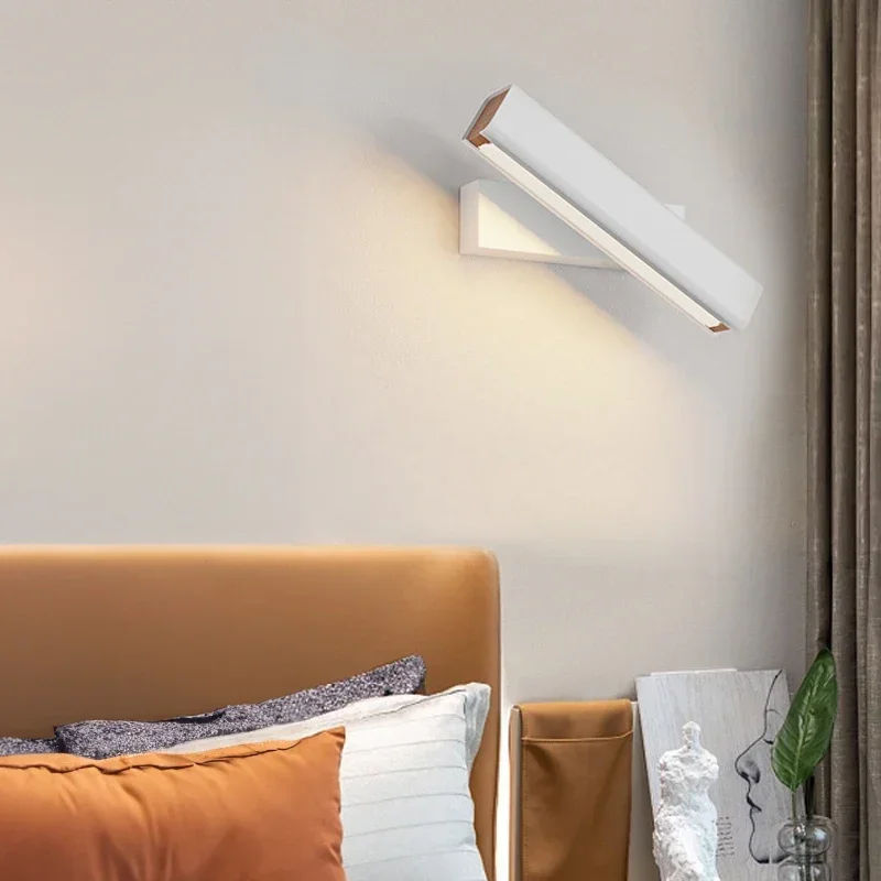 Luz de parede moderna LED para quarto, Arandelas interiores, Iluminação para sala, Luminária, Lâmpada de parede rotativa 350 °