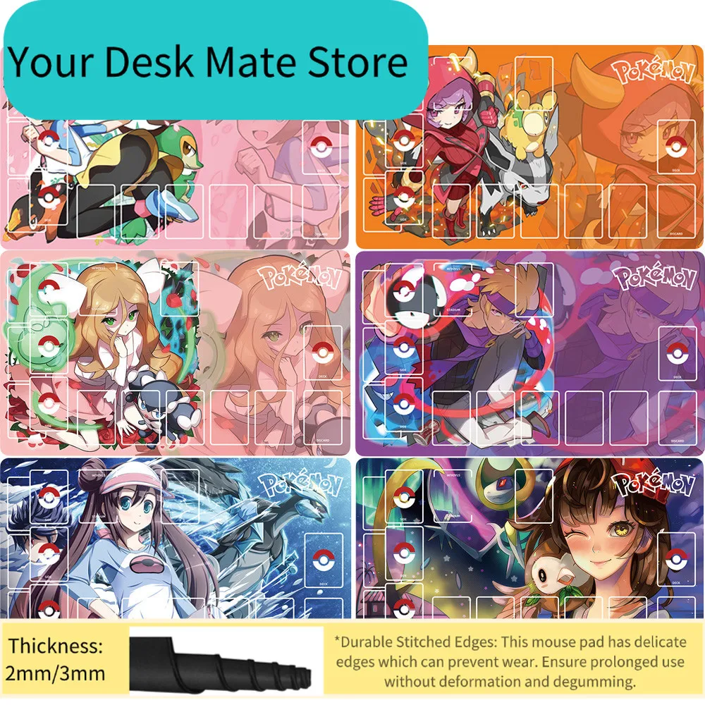 

Карточный коврик для игры Pokemon PTCG: Мьюту, Марни, Тренер. Специальный игровой коврик для одиночной игры с аниме-персонажами. Подарок.