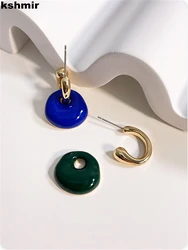 kshmir 2022 Drop oil combination earrings female Korean atmosphere quality Klein blue emerald earrings wholesale accessories