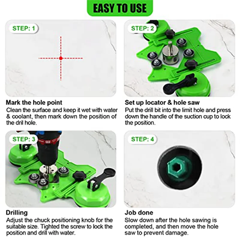 

A07F-17 PCS Diamond Hole Saw Kit With Double Suction Cups Guide Jig Fixture From 4Mm-83Mm
