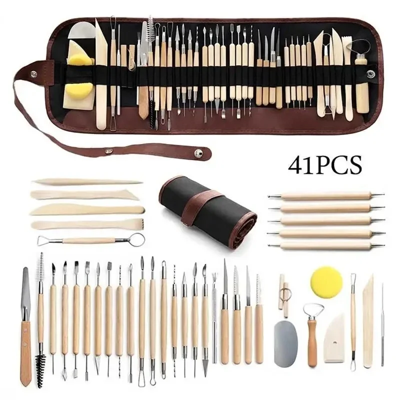5-61 Stuks Aardewerk Klei Beeldhouwen Gereedschap Aardewerk Carving Tool Kit Met Draagtas Tas Voor Keramiek Benodigdheden polymeer Sculptuur Set