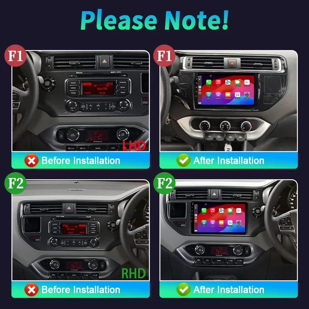 NEW Android 14 Kia RIO K3 2011-2015 Car Radio Multimedia Navigation 4G GPS Wireless Apple CarPlay Touch Screen Bluetooth Stereo