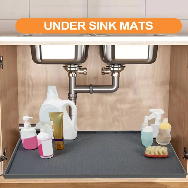 Under The Sink Mat Waterproof Dishwasher Safe Drawer Liner Stain Resistant 34X22 Inch Under Sink Mats For Kitchen Cabinets