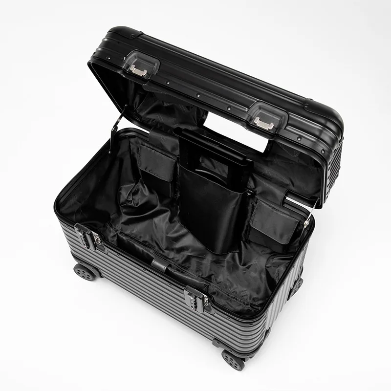 Koffer Reise Kabine Kleines 100 % Aluminium Metall Gepäck Reise Koffer auf Rollen Kamerabox Trolley Case 18/20/22 Zoll Tragetaschen