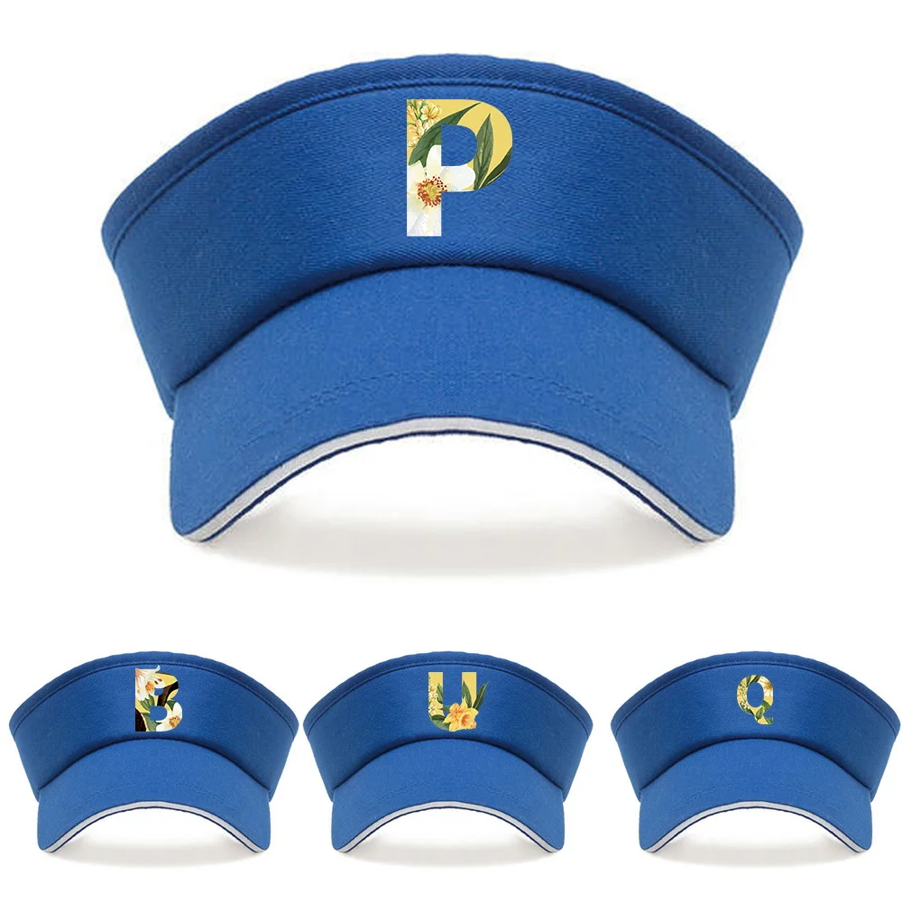 Baseball Caps Golf Outdoor Sun Visor Floral Letter Print Unisex Breathable Empty Top Adjustable Cap for Tennis Jogging
