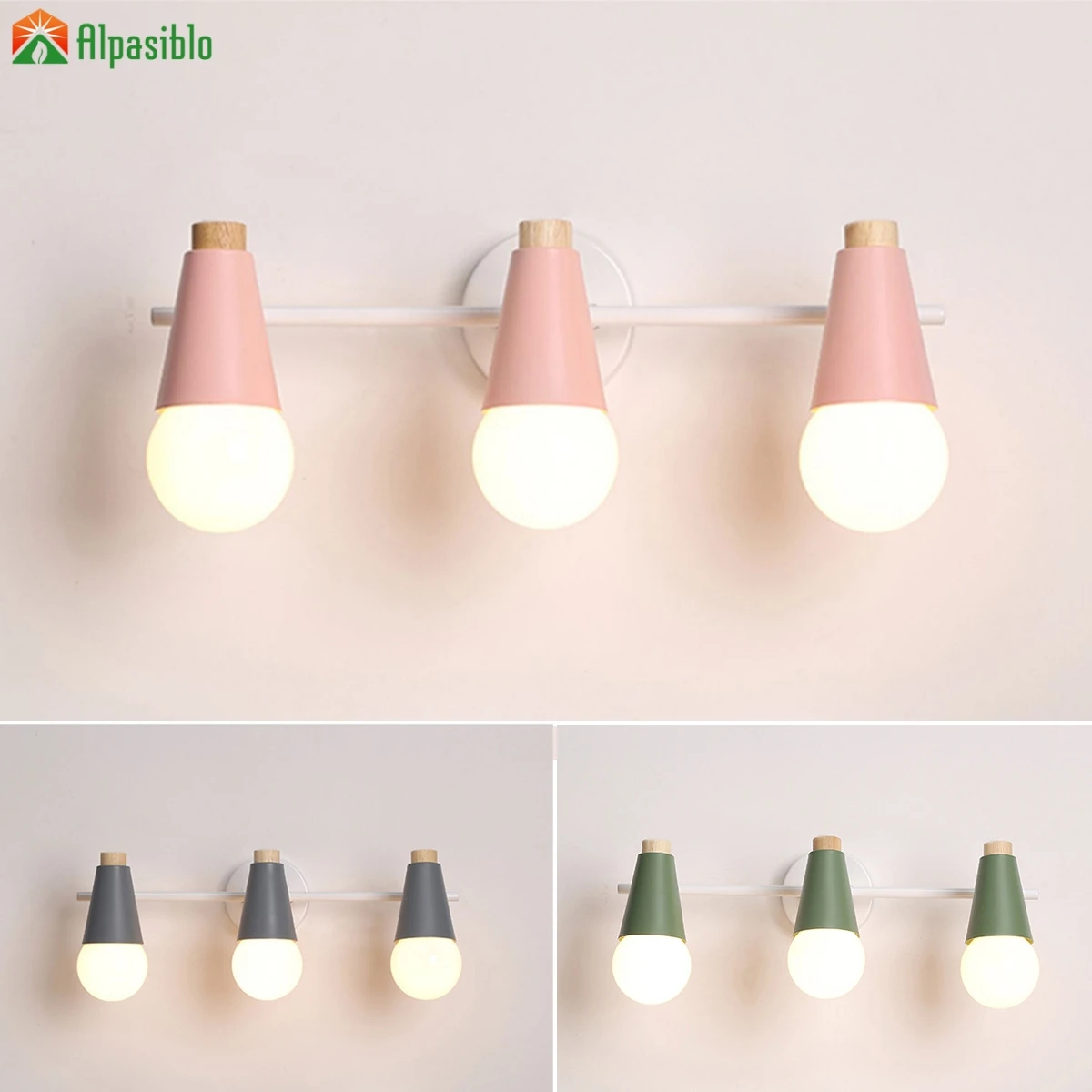 Nordic LED Indoor Wall Lamps Green/Blue Wall Lights For Home Bedroom Bedside Mirror Front Lamps Vanity Wall Sconce E27 AC220V