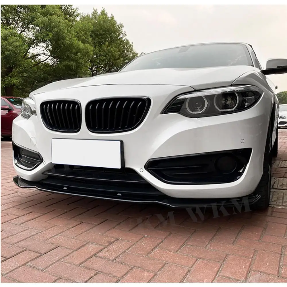 

JCYECF ABS карбоновый передний бампер, спойлер на подбородок, 3 шт. для BMW 2 серии F22 Standard 2014-2021, задняя защита губ, глянцевый черный