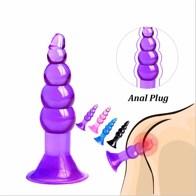 Mini Soft Silicone Anal Plugs Beads Dildo Butt Plug w/ Suck Cup Prostate Massage Adult Sex Stopper Toy for Men Women Adult Games